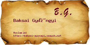 Baksai Gyöngyi névjegykártya