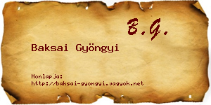 Baksai Gyöngyi névjegykártya